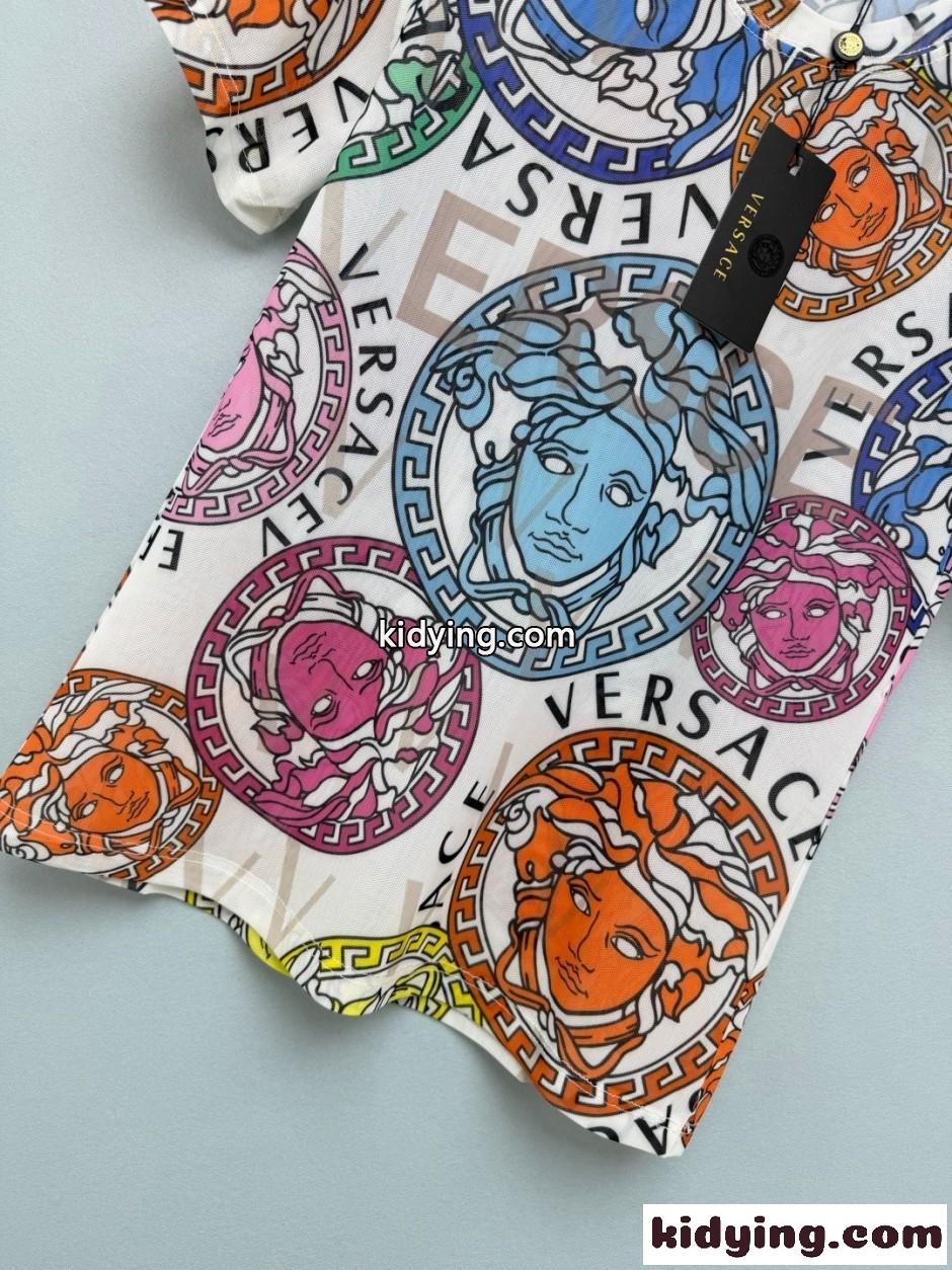 メデューサ マルチカラー メッシュ トップス ヴェルサーチ Tシャツ 偽物 ホワイト-2