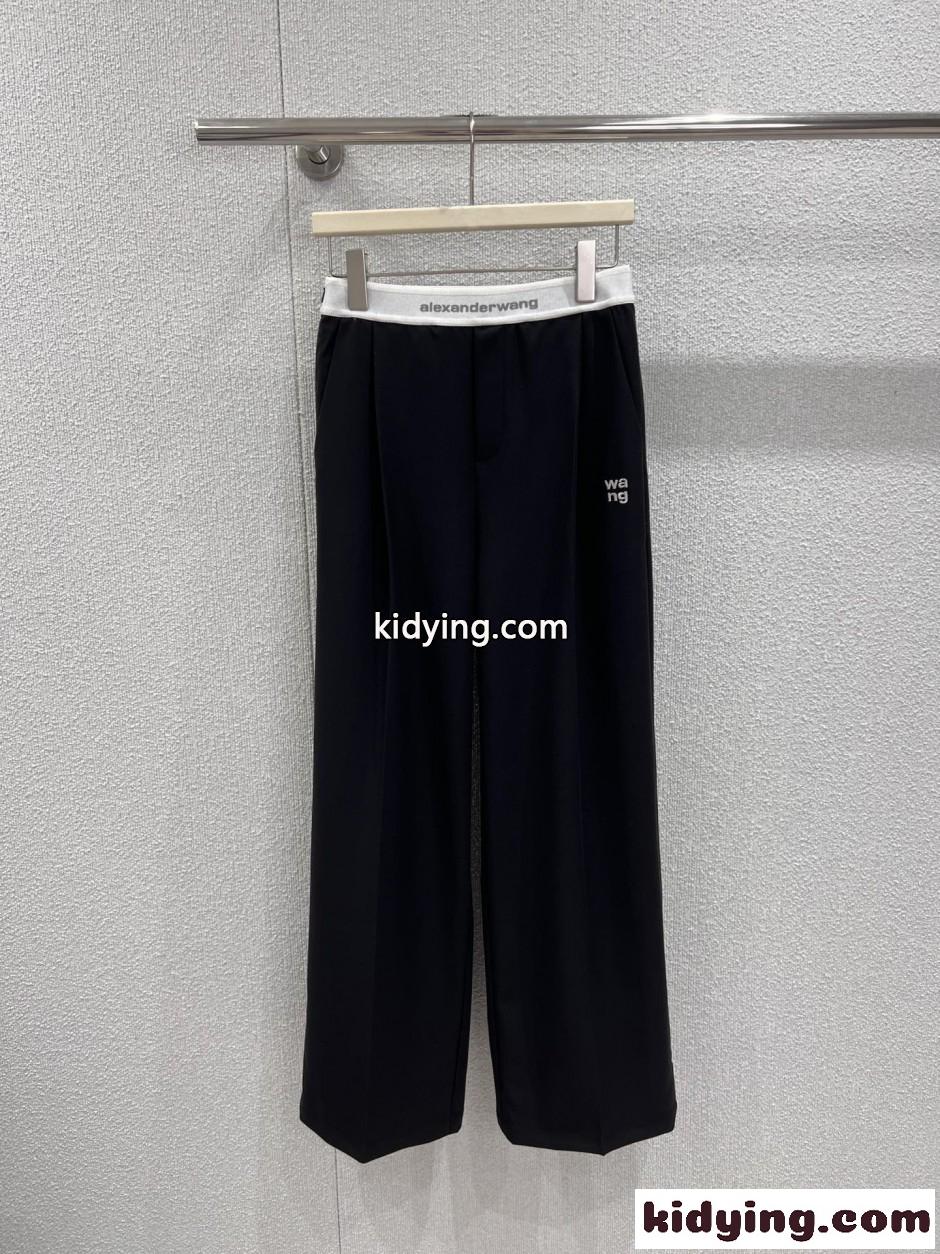 人気 ロゴ センタープレス トラウザーズ アレキサンダーワング パンツ 偽物 ブラック-0