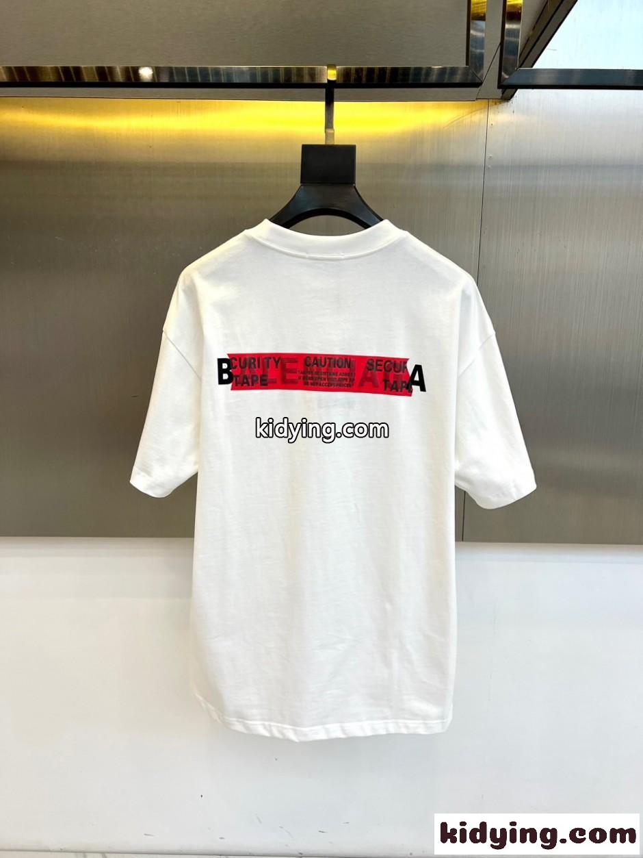 おしゃれ ロゴ クルーネック 半袖Tシャツ バレンシアガ Tシャツ 偽物 ホワイト-4