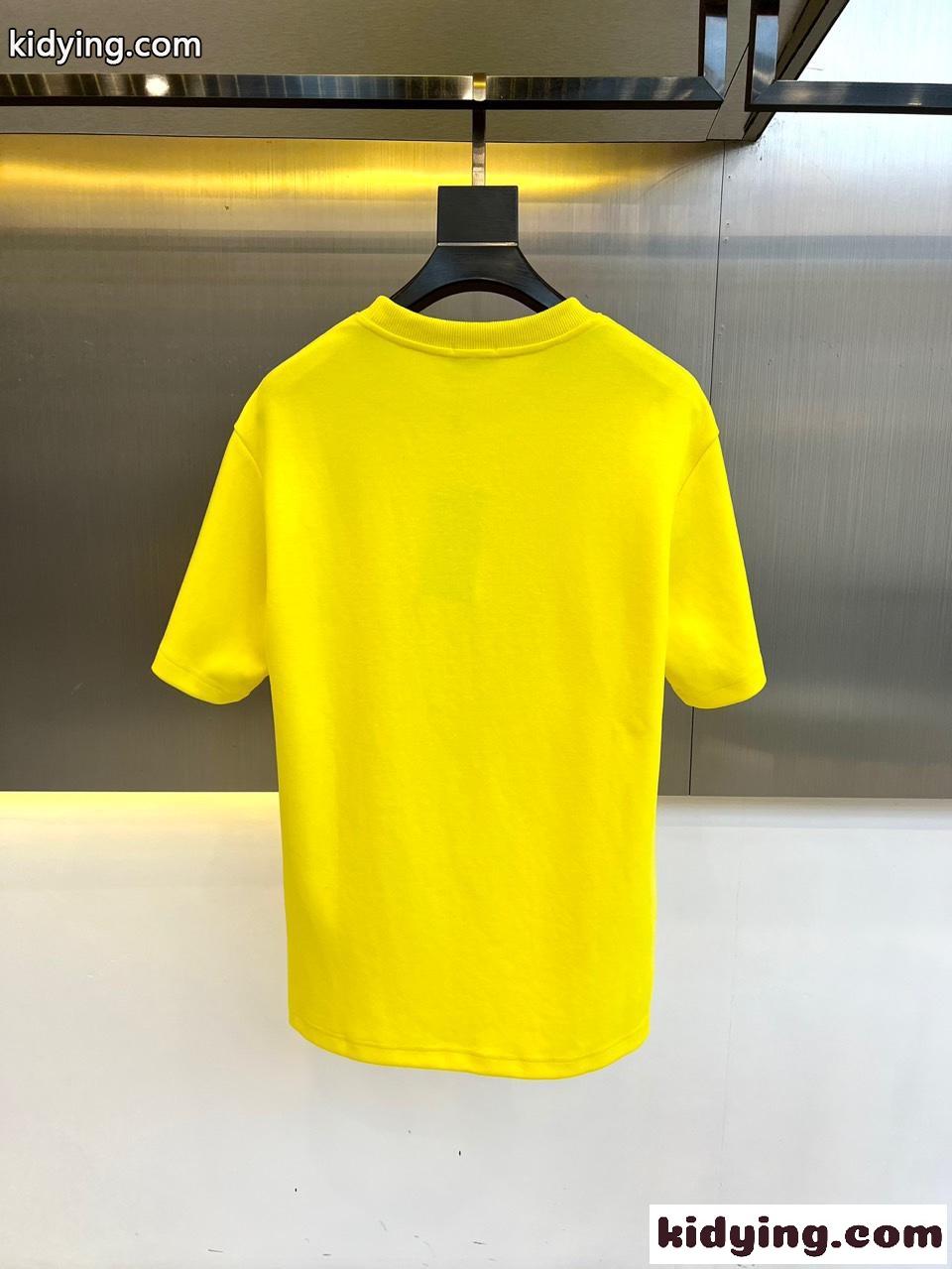 カジュアル ゆったり クルーネック Tシャツ フェンディ 半袖Tシャツ コピー イエロー-4
