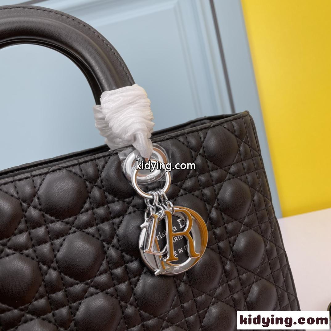 LADY DIOR ラージバッグ クリスチャン・ディオール スーパーコピー ラムスキン ブラック-3