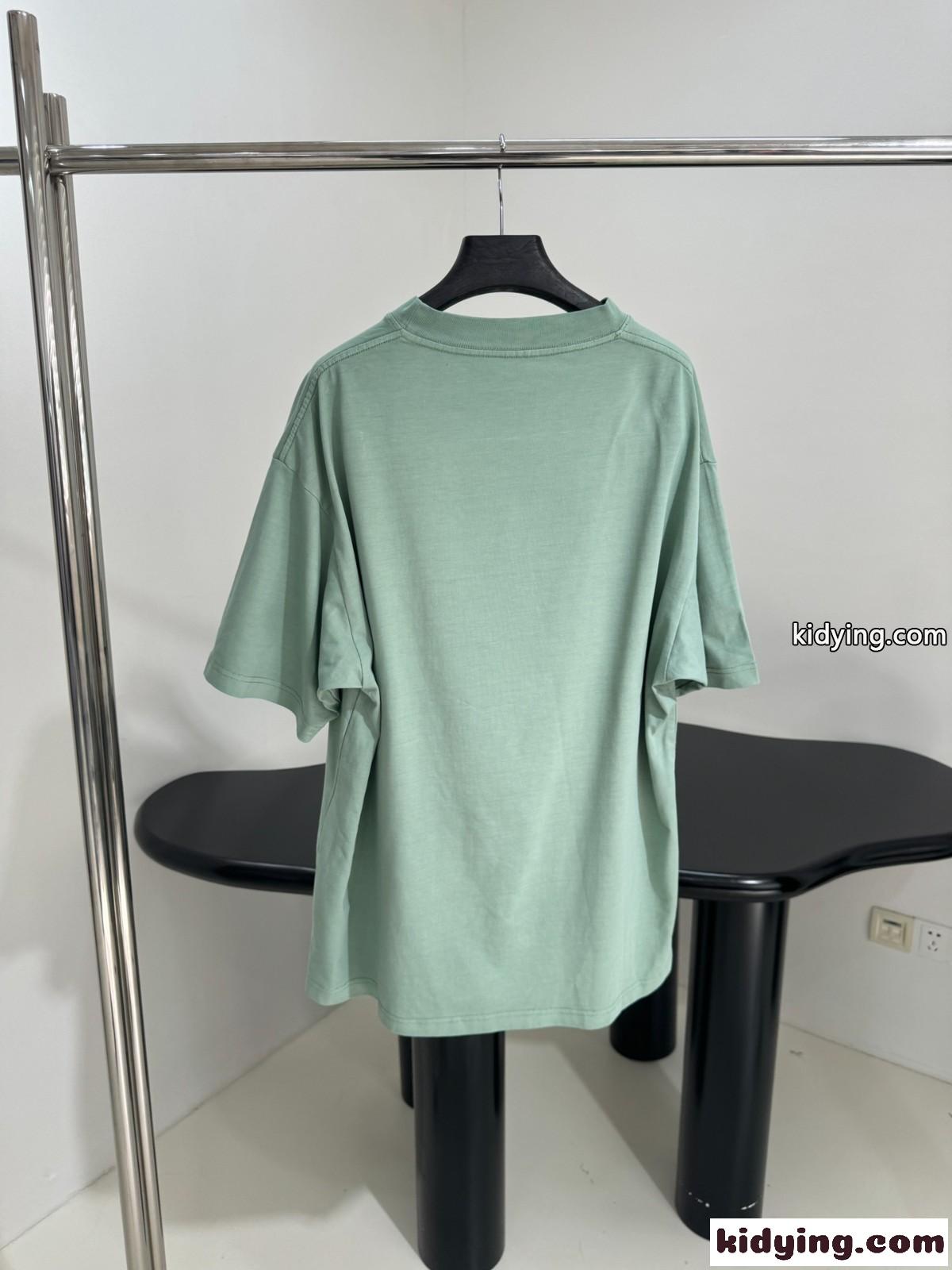 ユニセックス オーバーサイズ 半袖Tシャツ バレンシアガ Tシャツ コピー グリーン-0