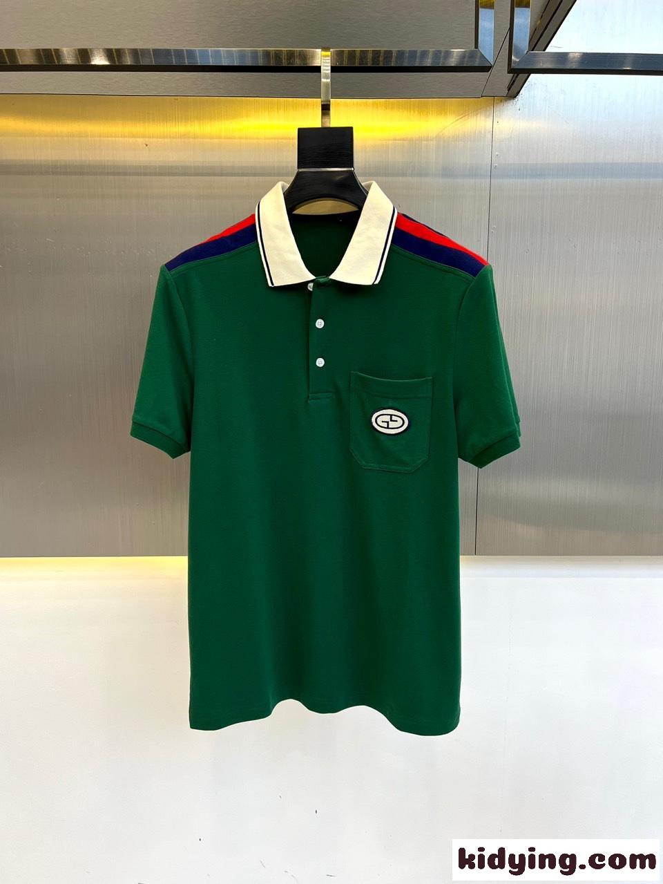 GG パッチ付き コットン ポロシャツ グッチ 半袖Tシャツ コピー グリーン-0
