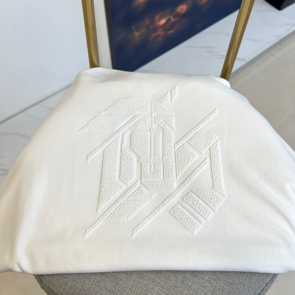 シンプル 合わせやすい クルーネック 半袖Tシャツ エルメス Tシャツ 偽物 ホワイト-2