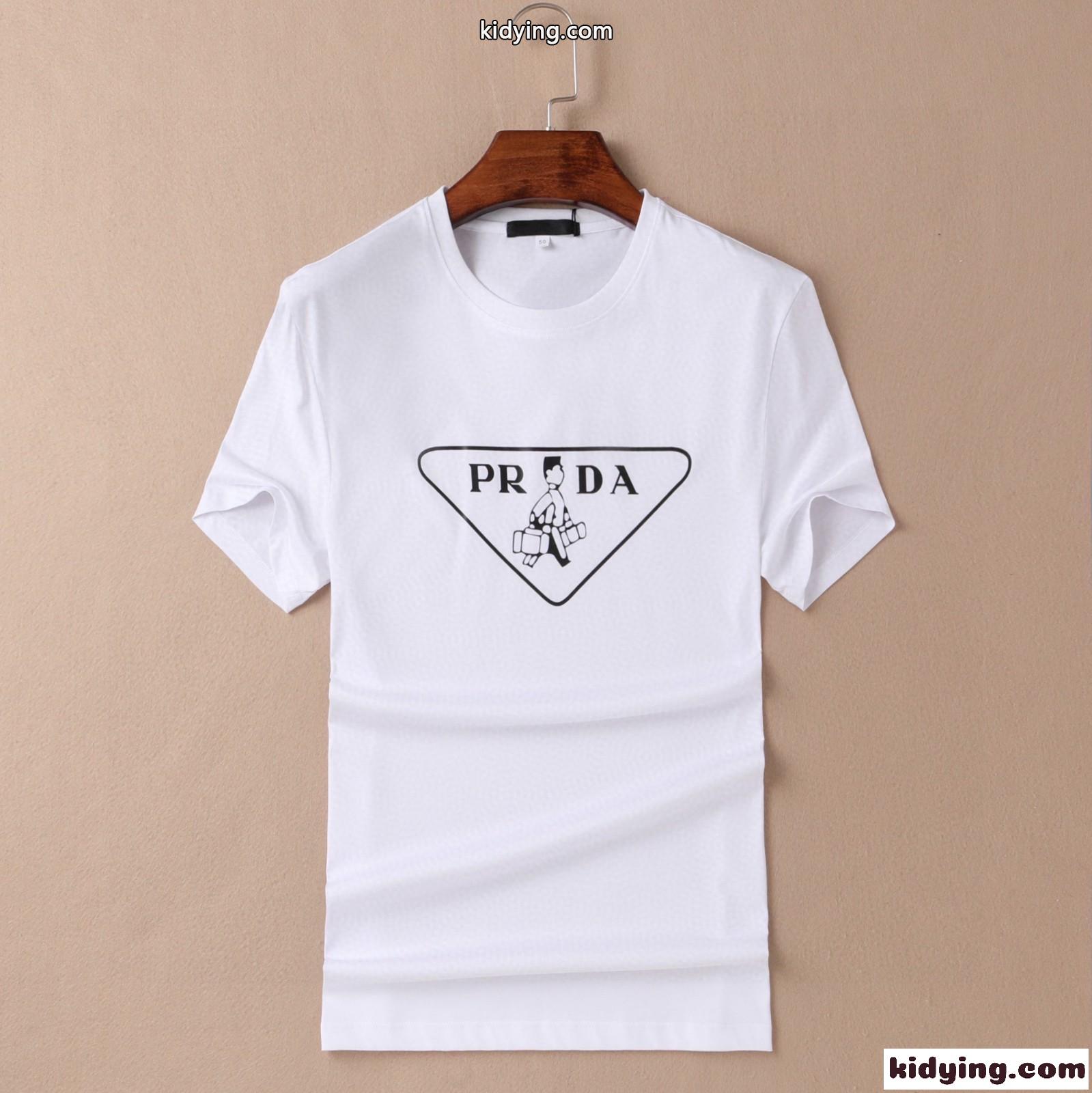 定番 人気 着回し プリント クルーネック プラダ 半袖tシャツ コピー シルケット コットン-5