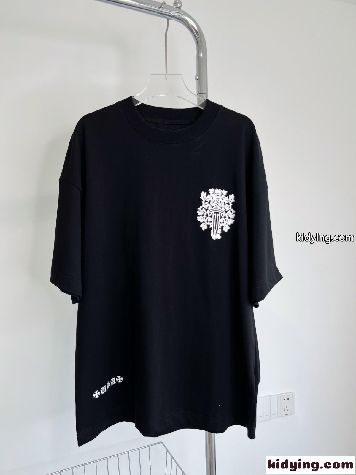 体型カバー ゆったり クルーネック カジュアル 着心地いい クロムハーツ 半袖Tシャツ コピー 男女兼用 ファッション-0