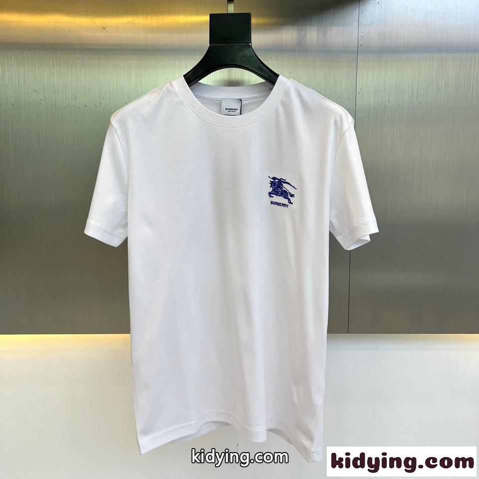 大人気 ロゴ コットン クルーネック 半袖Tシャツ バーバリー Tシャツ コピー ホワイト-0