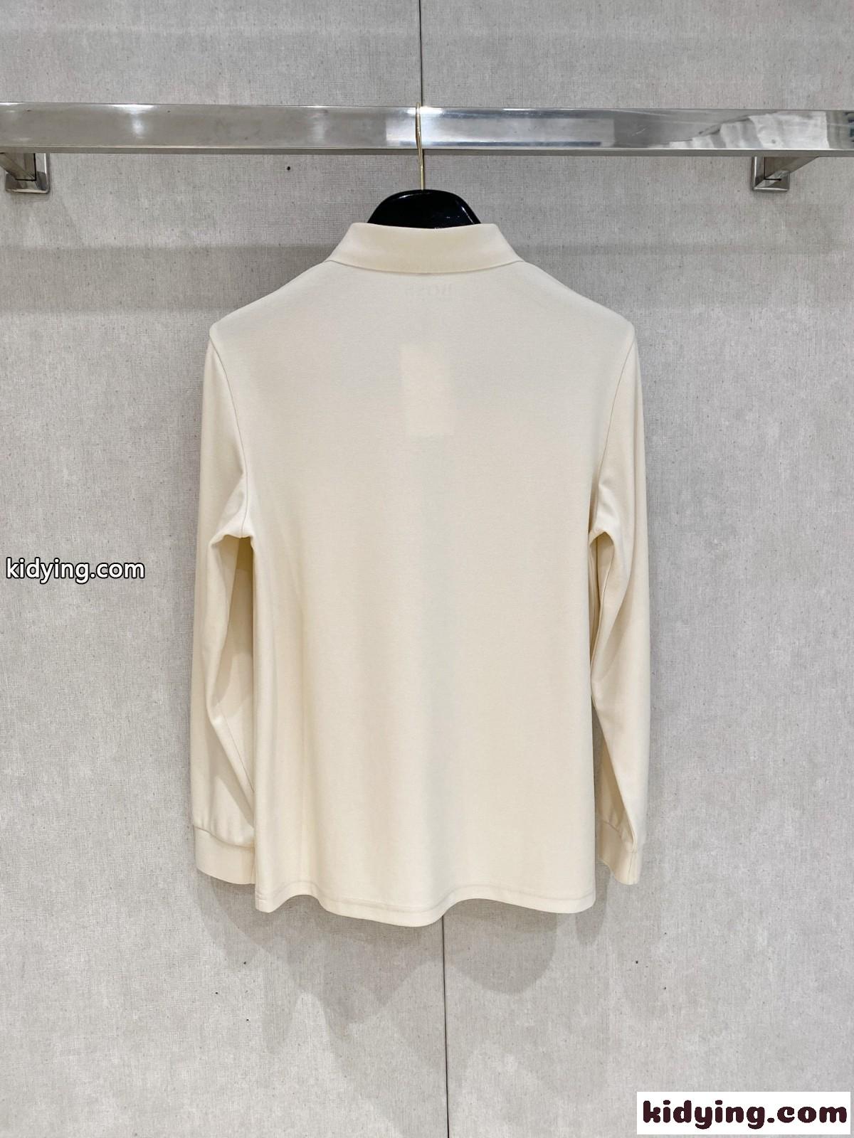 上品 コットン ロゴ 長袖 ポロシャツ ヒューゴ・ボス Tシャツ コピー ホワイト-3