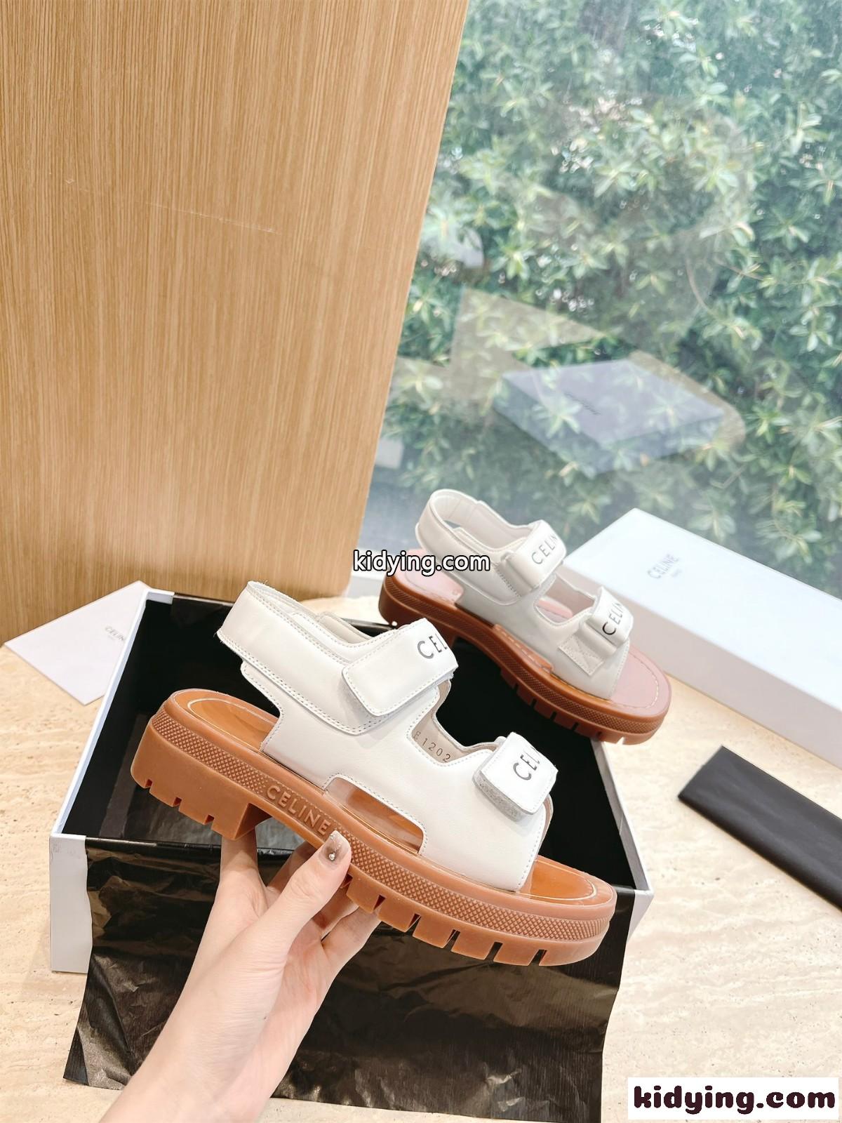 CELINE レオ ベルクロストラップ サンダル セリーヌ サンダル コピー レディース ホワイト-2