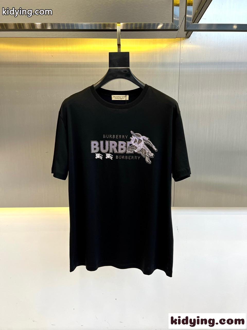 定番 カジュアル ロゴ入り 半袖Tシャツ バーバリー Tシャツ 偽物 コットン ブラック-0