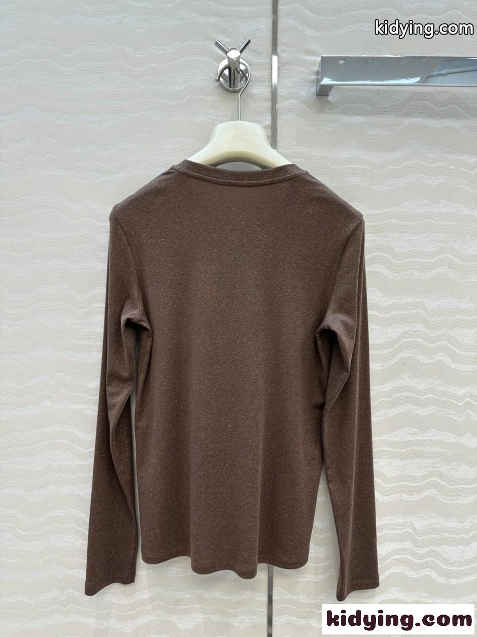 シンプル アナグラム刺繍 ロエベ Tシャツ 偽物 長袖Tシャツ トップス-4