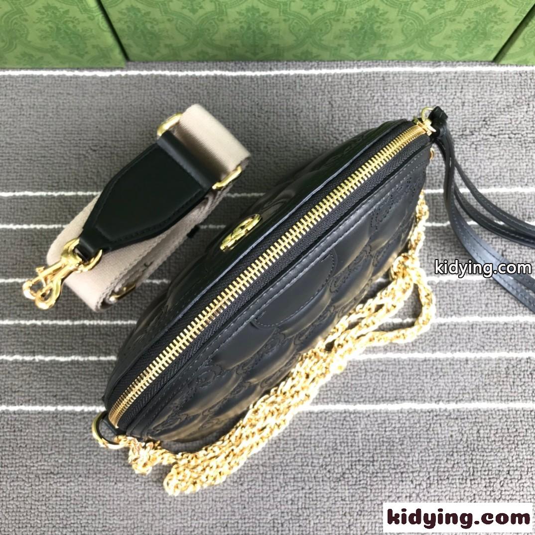 GGマトラッセ レザー スモール バッグ スーパーコピー グッチ バッグ コピー ショルダーバッグ ブラック-2