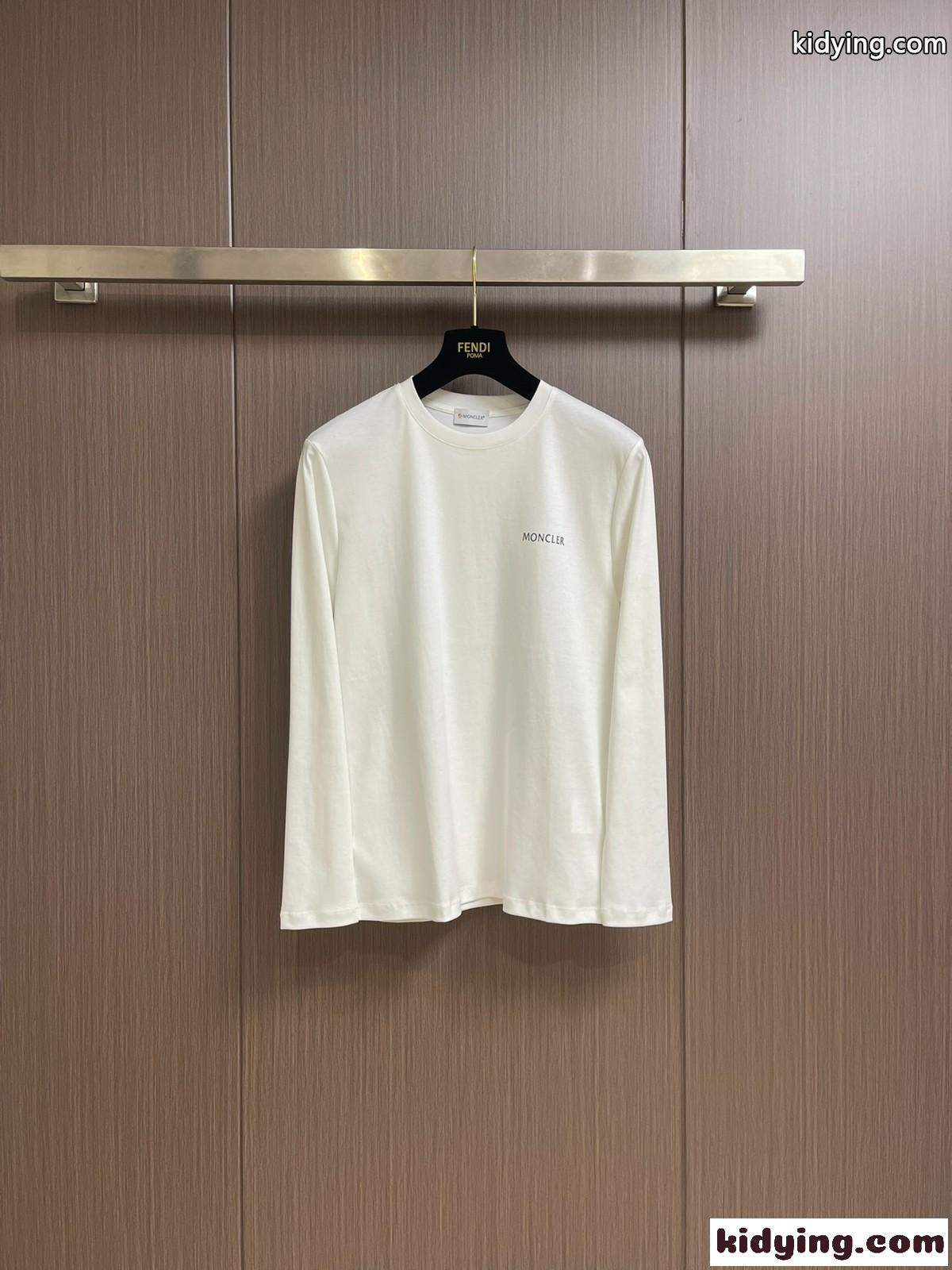 シンプル ロゴ 長袖Tシャツ モンクレール Tシャツ コピー ホワイト-1