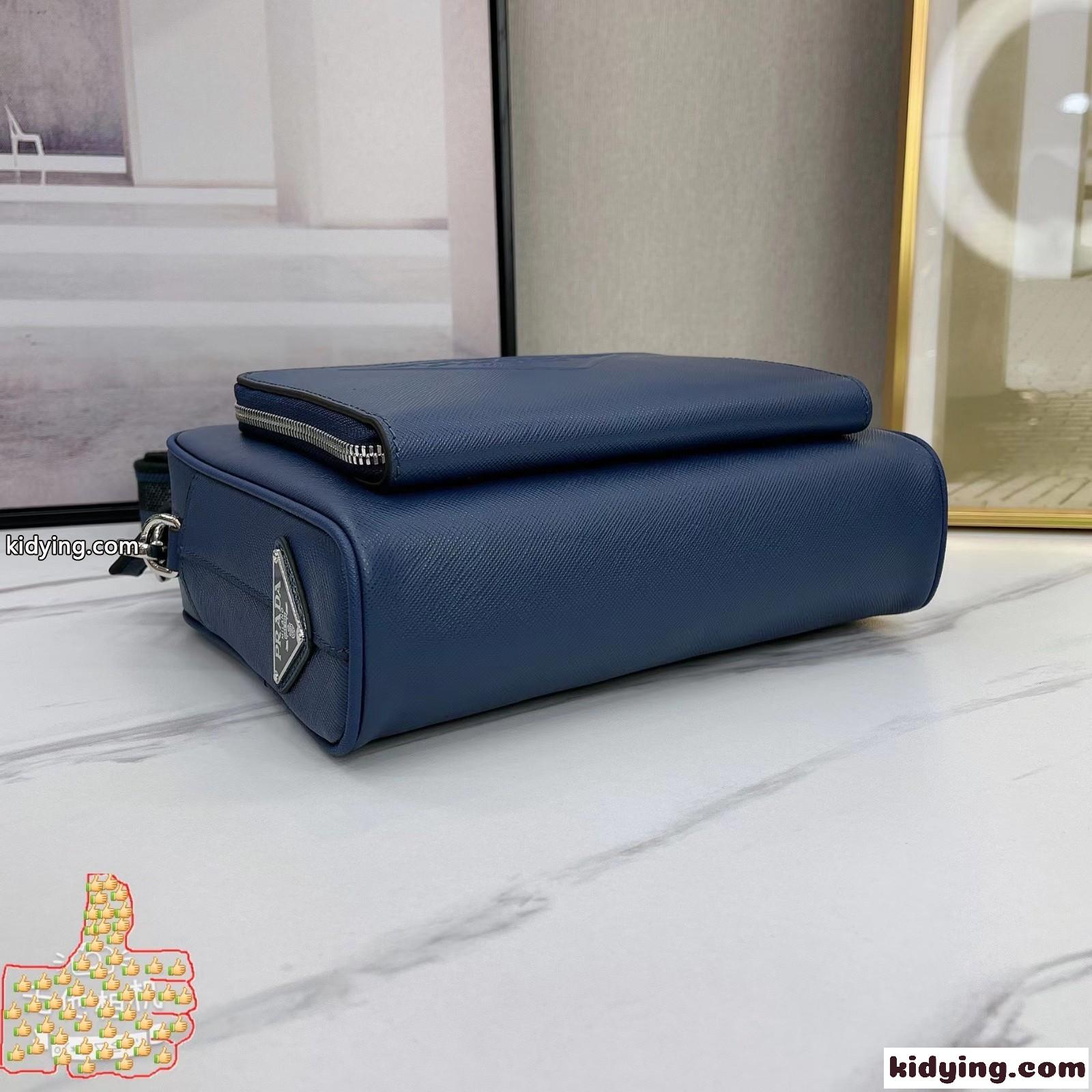 プラダ バッグ コピー 上品 ファッション メンズ ショルダーバッグ ブルー-4