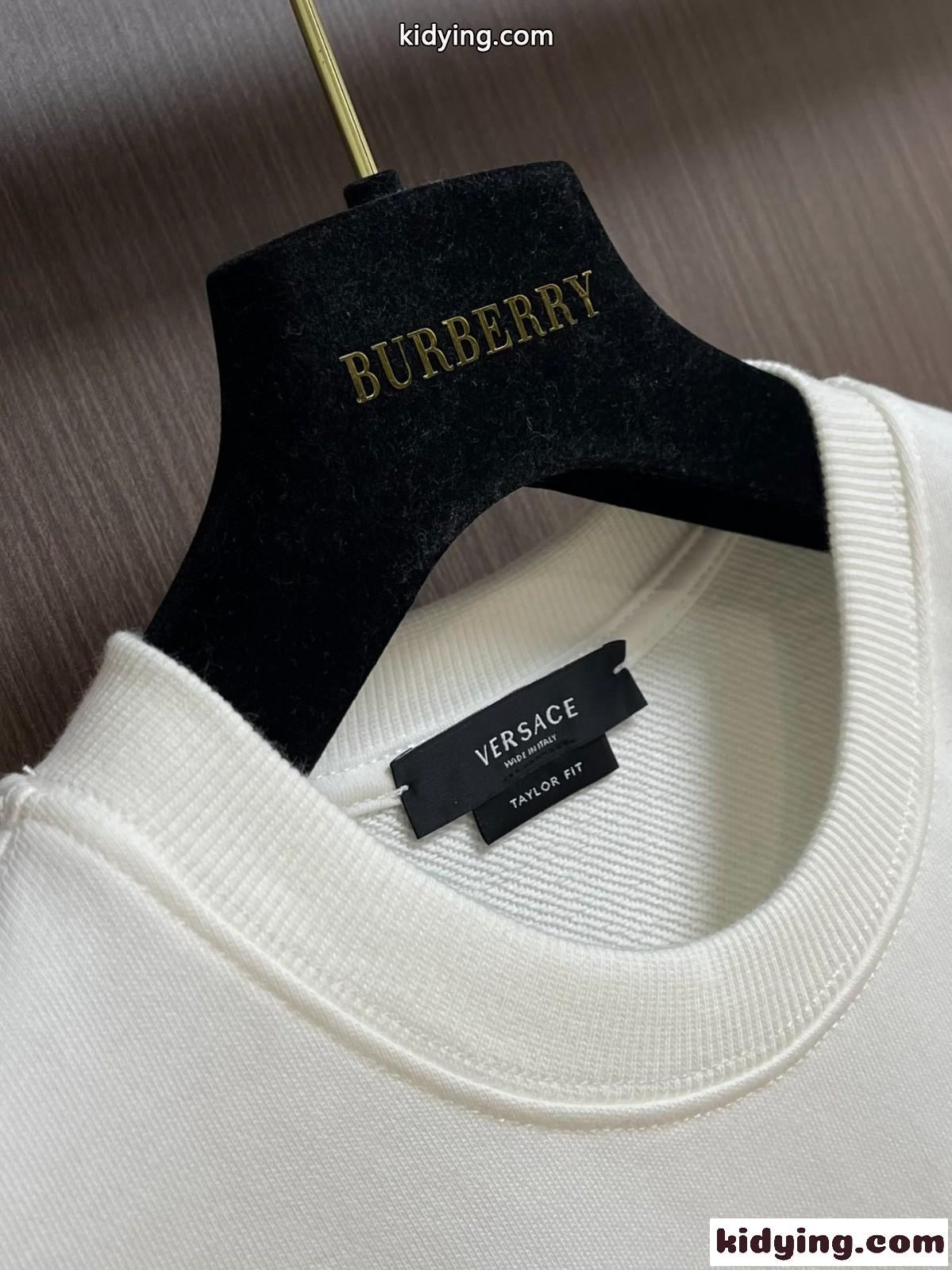 定番 ロゴ入り クルーネック スウェットシャツ ヴェルサーチ Tシャツ 偽物 ホワイト-3