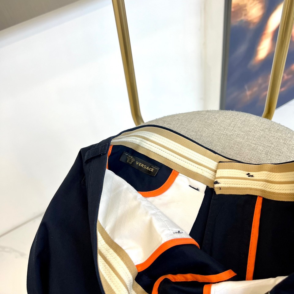 洗練された 上品 合わせやすい ヴェルサーチ パンツ 偽物 メンズ チノパンツ ネイビー-3