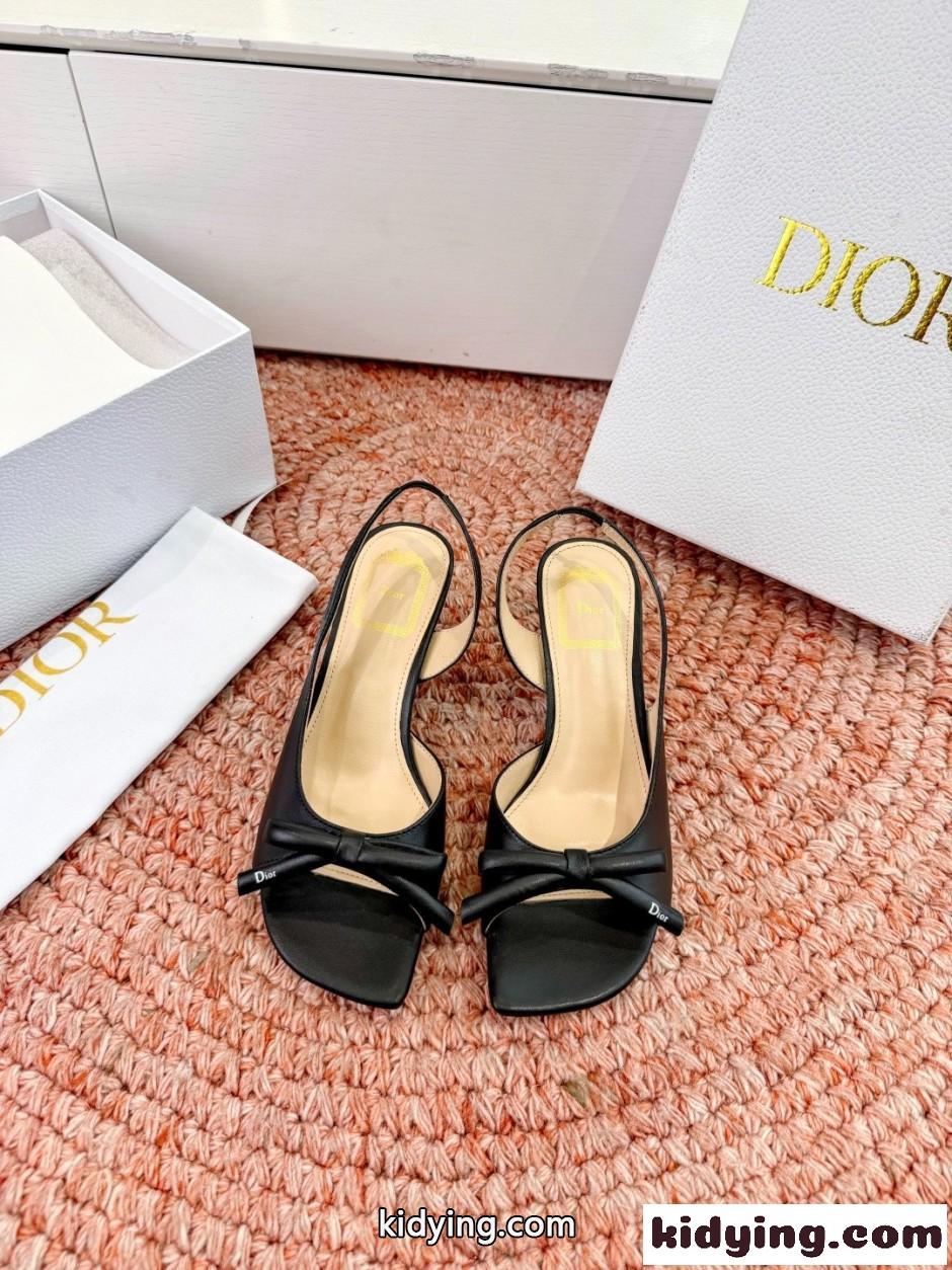 Dior Bow ヒール スリングバックサンダル クリスチャン・ディオール コピー ブラック-2