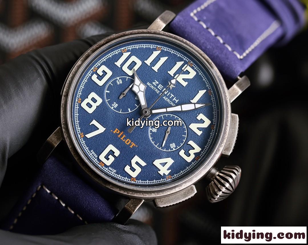 レトロ オシャレ 多機能 47mm カジュアル 夜光 ゼニス 時計 コピー メンズ 腕時計 人気 洗練された 高級感-2