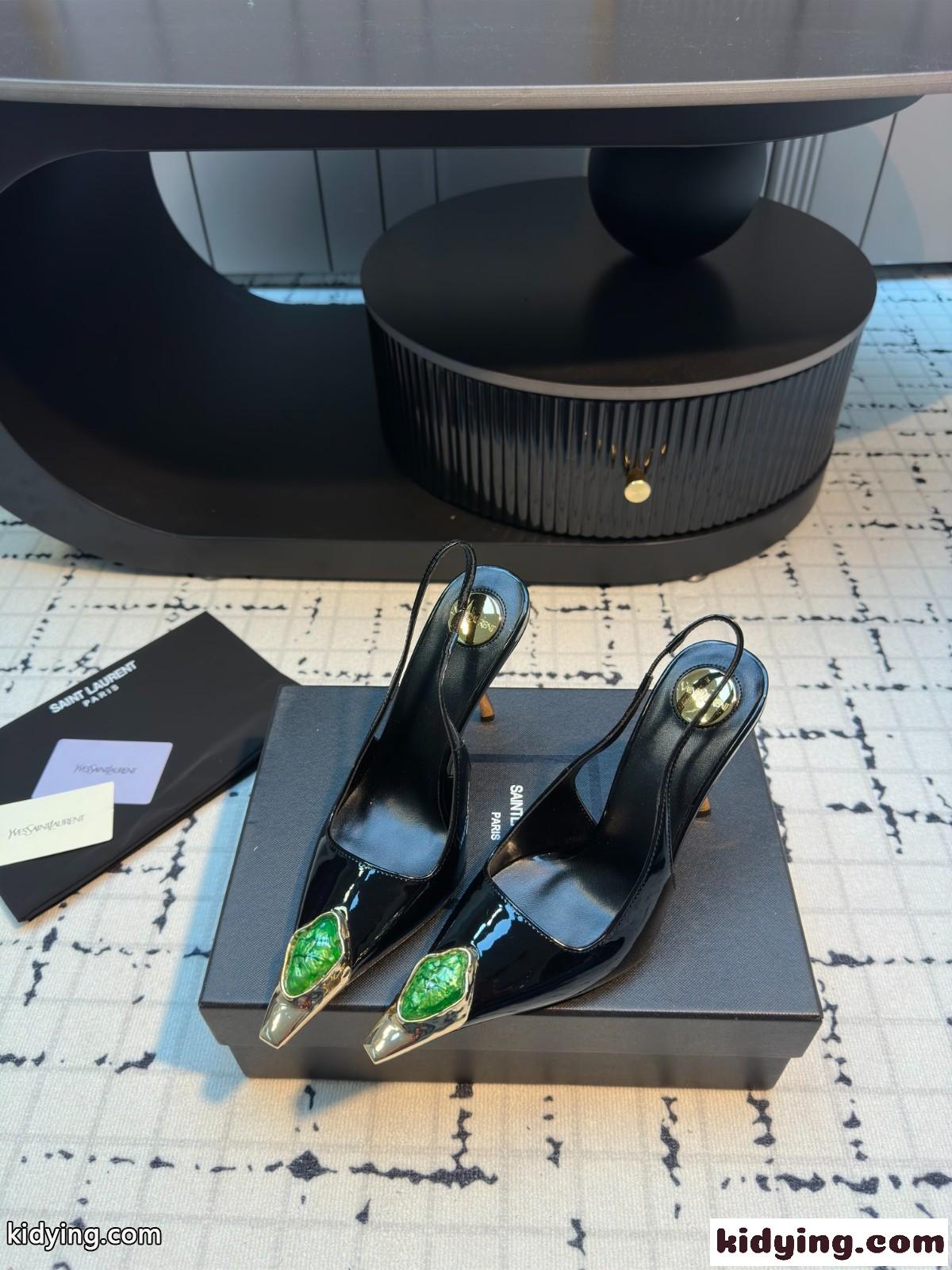 エレガント YSL ルル スリングバックパンプス イヴ・サンローラン コピー ブラック-4