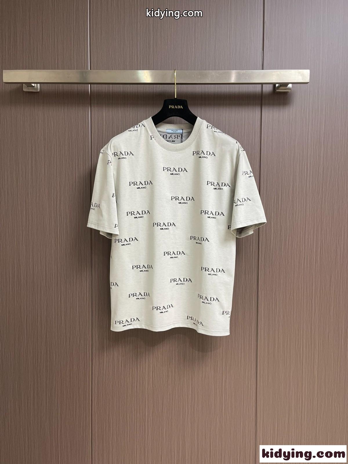 おしゃれ ロゴ入り プラダ Tシャツ コピー コットン 半袖Tシャツ-1