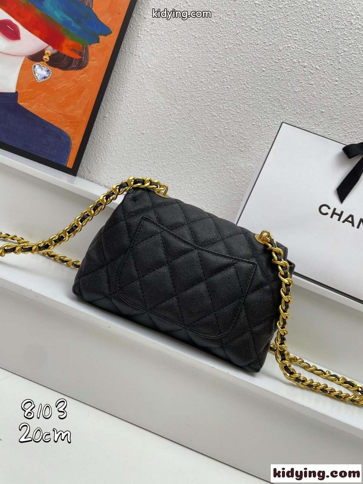 可愛い 23P フラップバッグ シャネル バッグ コピー チェーン ショルダーバッグ ブラック-1