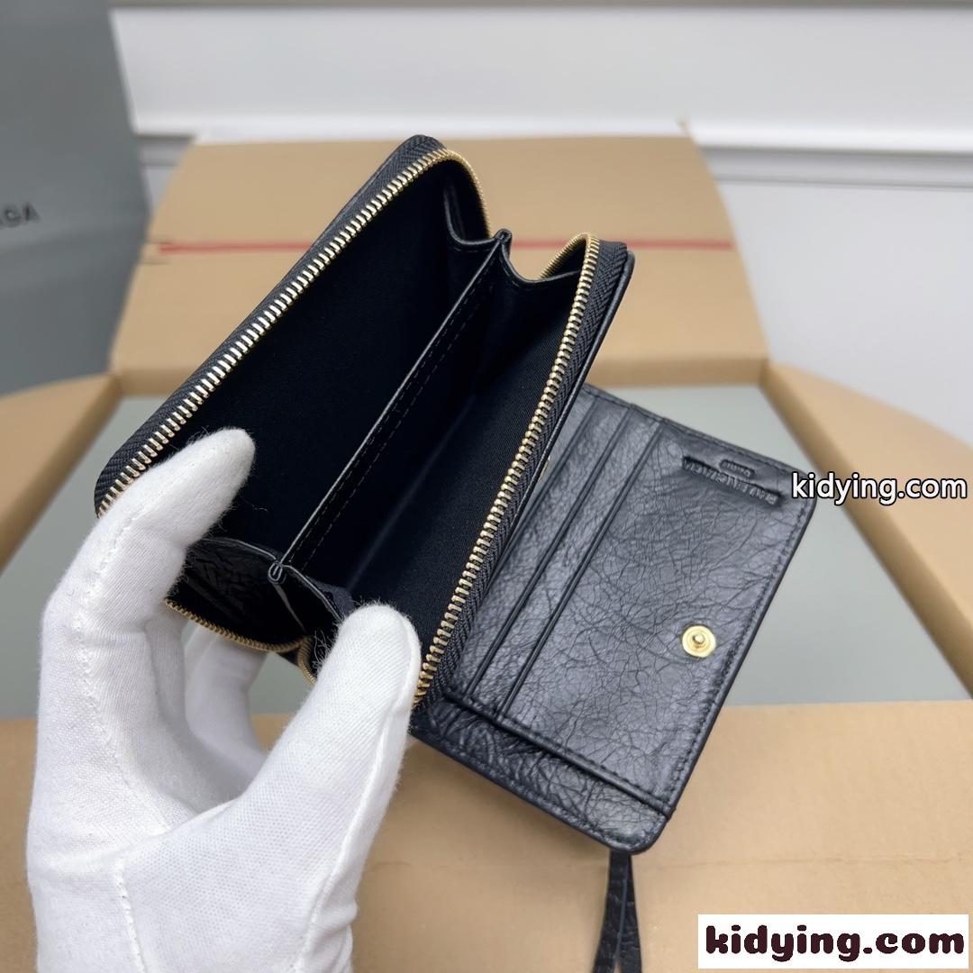 上品 高級感 コンパクトウォレット バレンシアガ 財布 コピー 二つ折り財布 ブラック-5