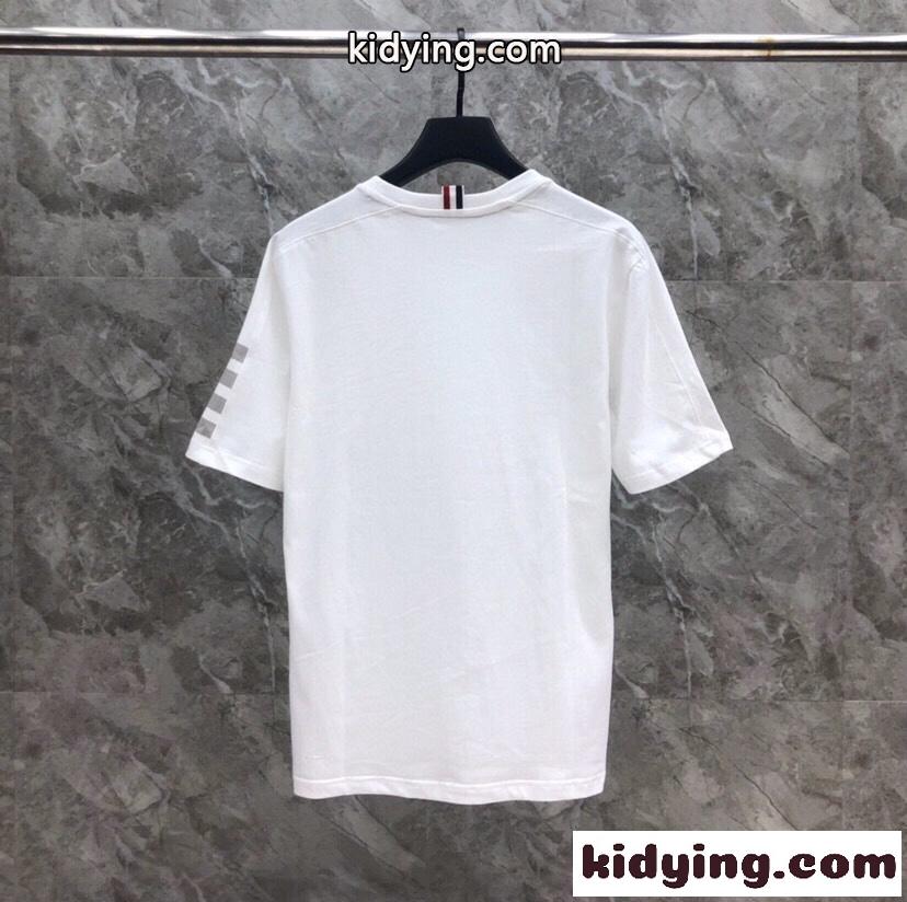 定番 合わせやすい トムブラウン 半袖Tシャツ コピー クルーネック ホワイト-1