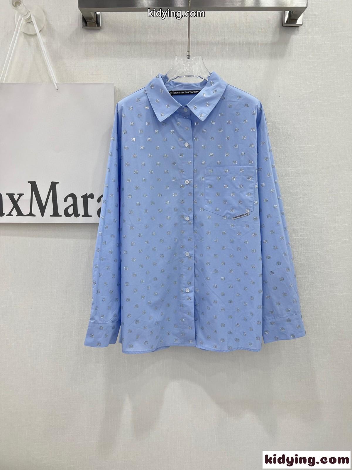 クリスタルaロゴ アレキサンダーワング シャツ コピー カジュアル 合わせやすい ブルー-1