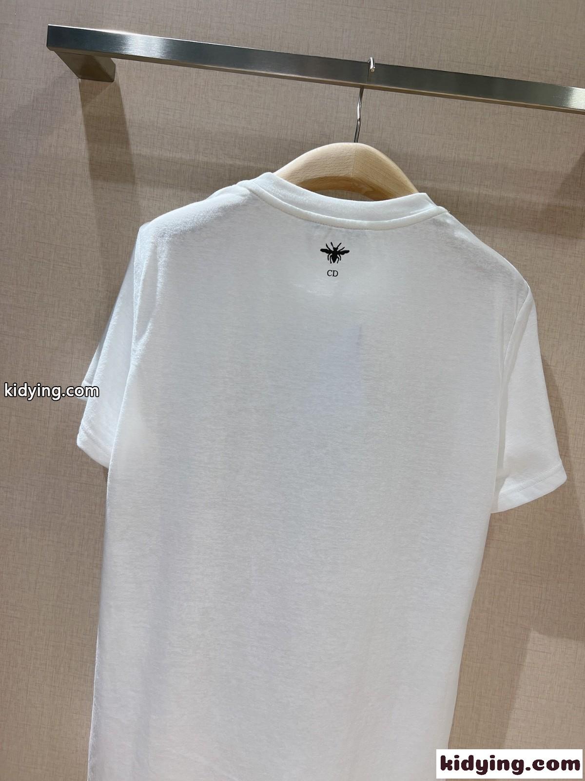 春夏 新作 薄手 快適 プリント クリスチャン・ディオール Tシャツ コピー 半袖 レディース トップス-3