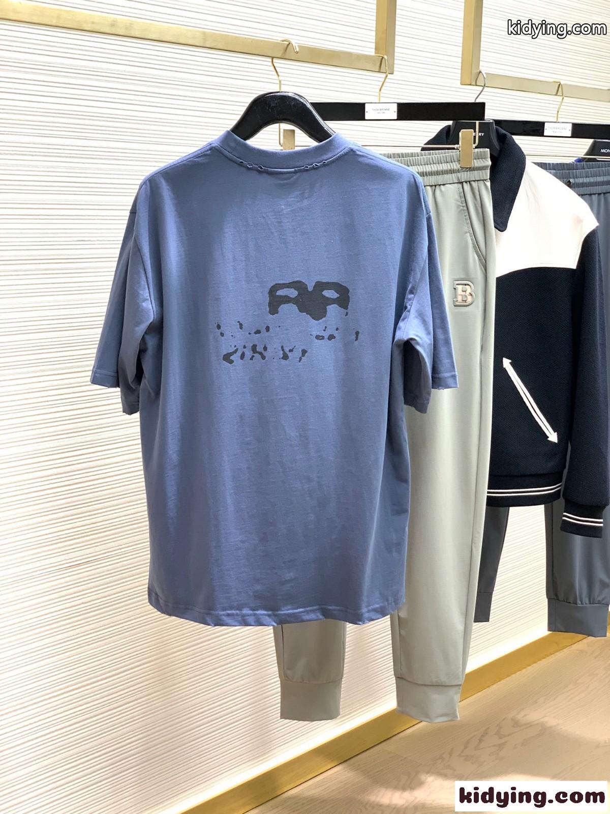 人気 カジュアル HAND DRAWN BB ICON 半袖Tシャツ バレンシアガ Tシャツ コピー ブルー-4