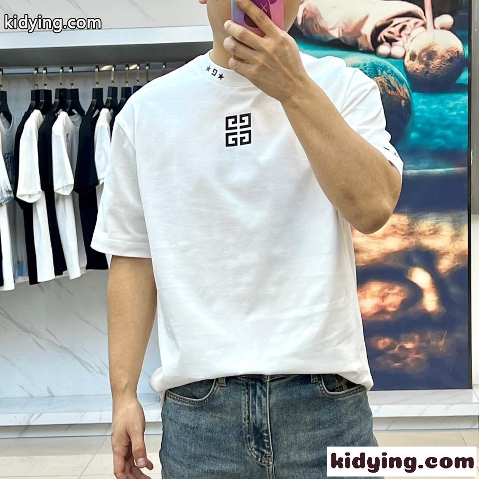 シンプル カジュアル クルーネック 半袖Tシャツ ジバンシィ Tシャツ 偽物 ホワイト-1
