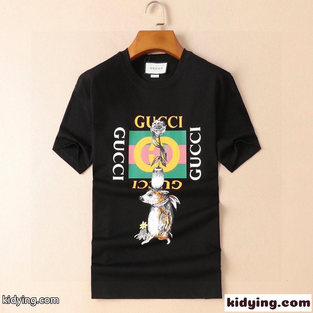 定番 カジュアル 合わせやすい ロゴ プリント グッチ 半袖Tシャツ コピー クルーネック 夏 トップス-0