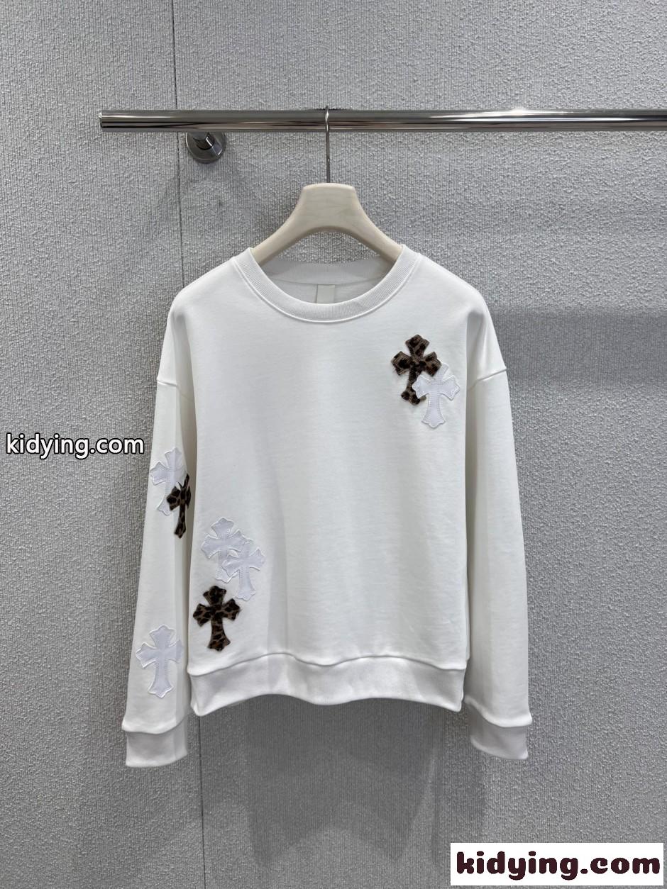 クロスパッチ コットン スウェットシャツ クロムハーツ Tシャツ 偽物 ホワイト-2