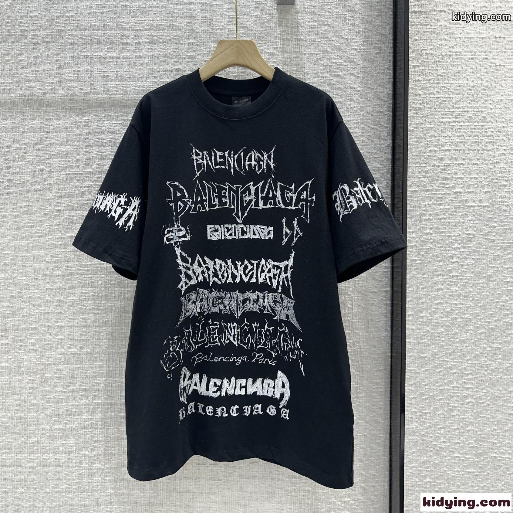 人気 オーバーサイズ 半袖Tシャツ バレンシアガ Tシャツ 偽物 ユニセックス ブラック-2