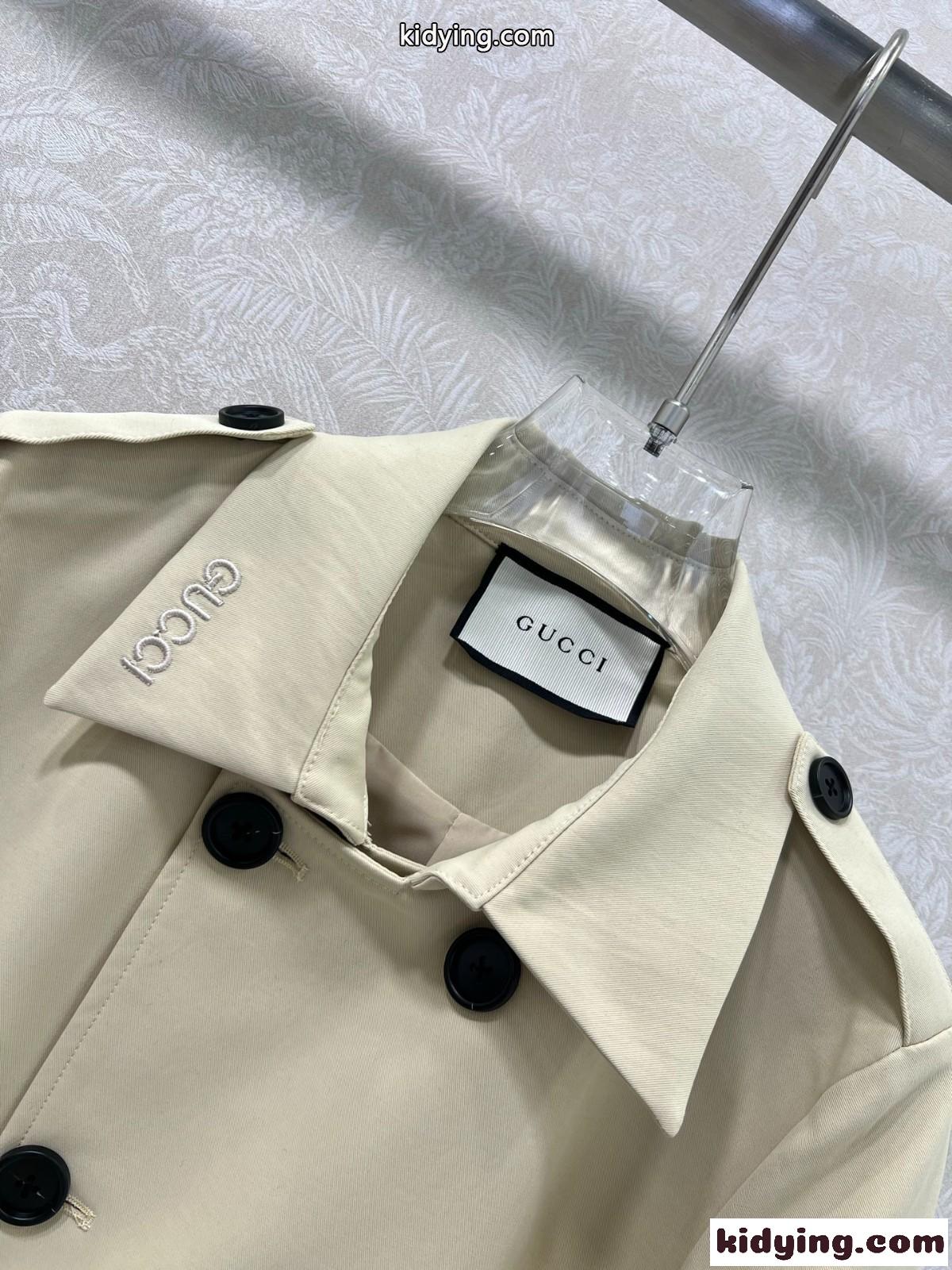 クラシック コットン ダブルブレスト トレンチコート グッチ ジャケット コピー ベージュ-1