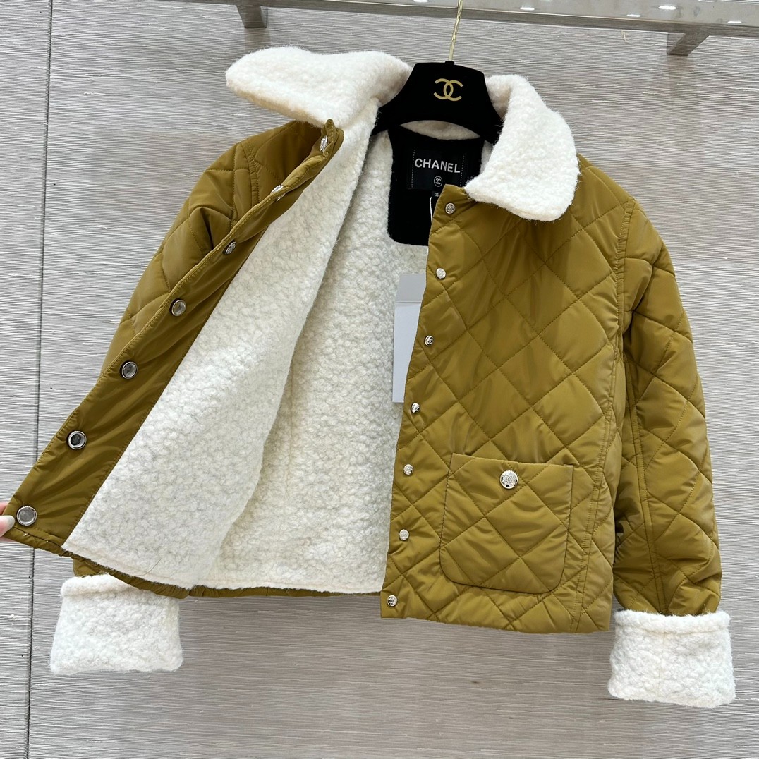 人気 裏ボア キルティング アウター シャネル ジャケット コピー レディース グリーン-3