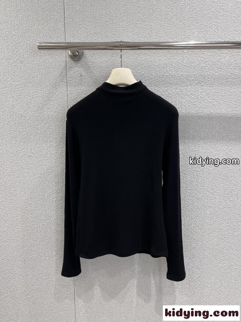 アレキサンダーワング Tシャツ コピー ラインストーン ハーフジップ トップス ブラック-2