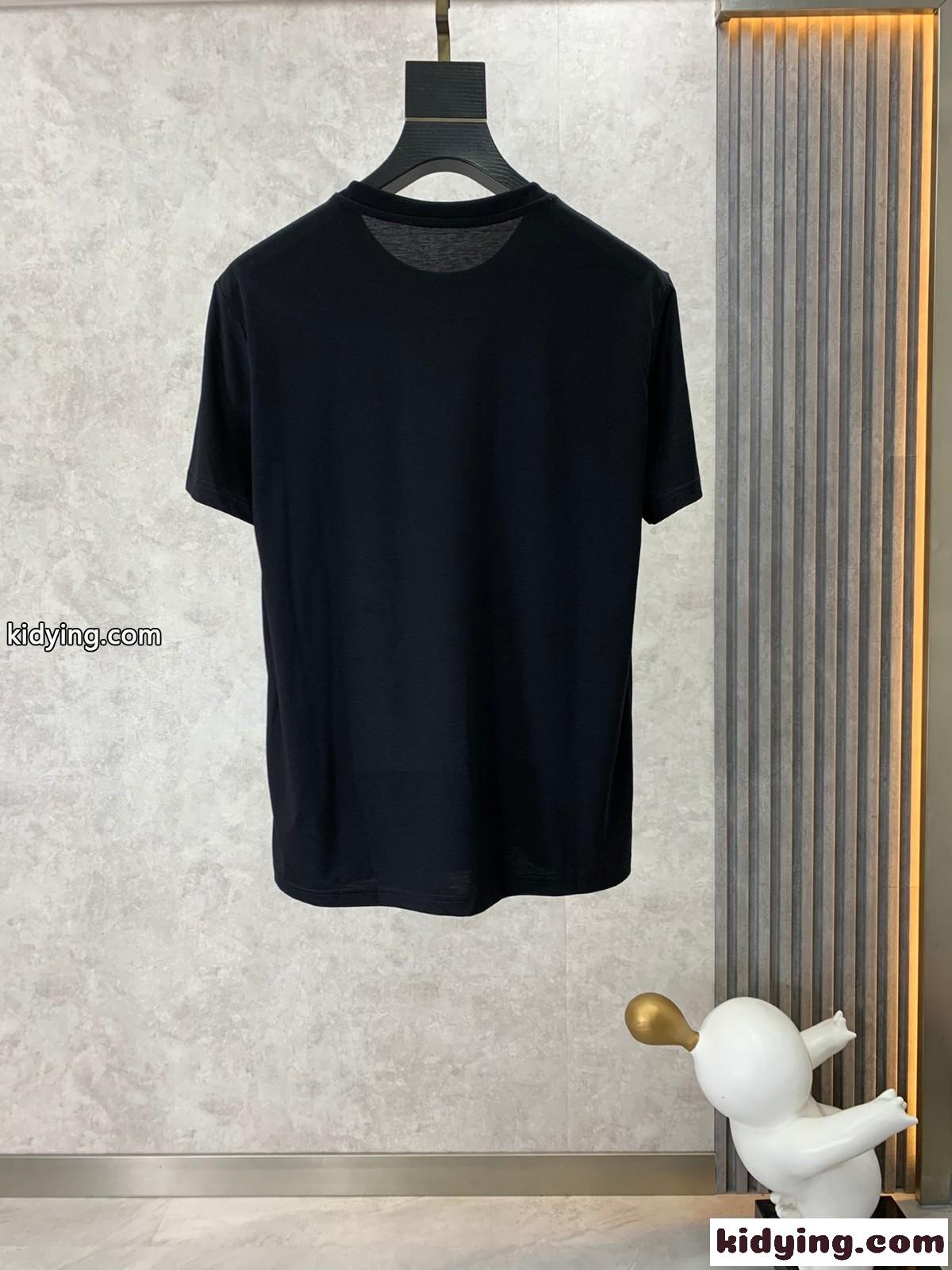 ベーシック ロゴ クルーネック 半袖 コットンTシャツ バーバリー Tシャツ コピー ブラック-1