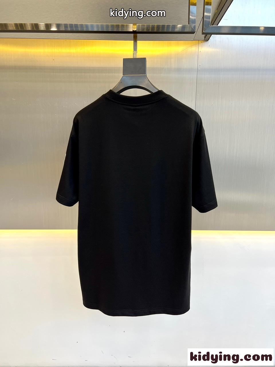 カジュアル クルーネック コットン 半袖Tシャツ モンクレール Tシャツ コピー ブラック-5
