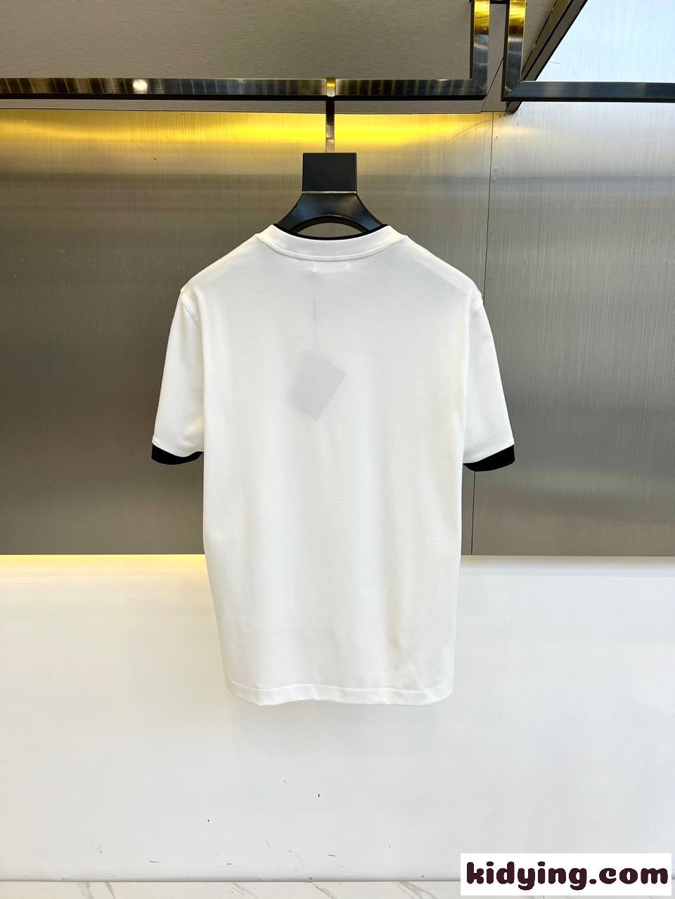 おしゃれ カジュアル コットン クルーネック 半袖Tシャツ プラダ Tシャツ コピー ホワイト-3