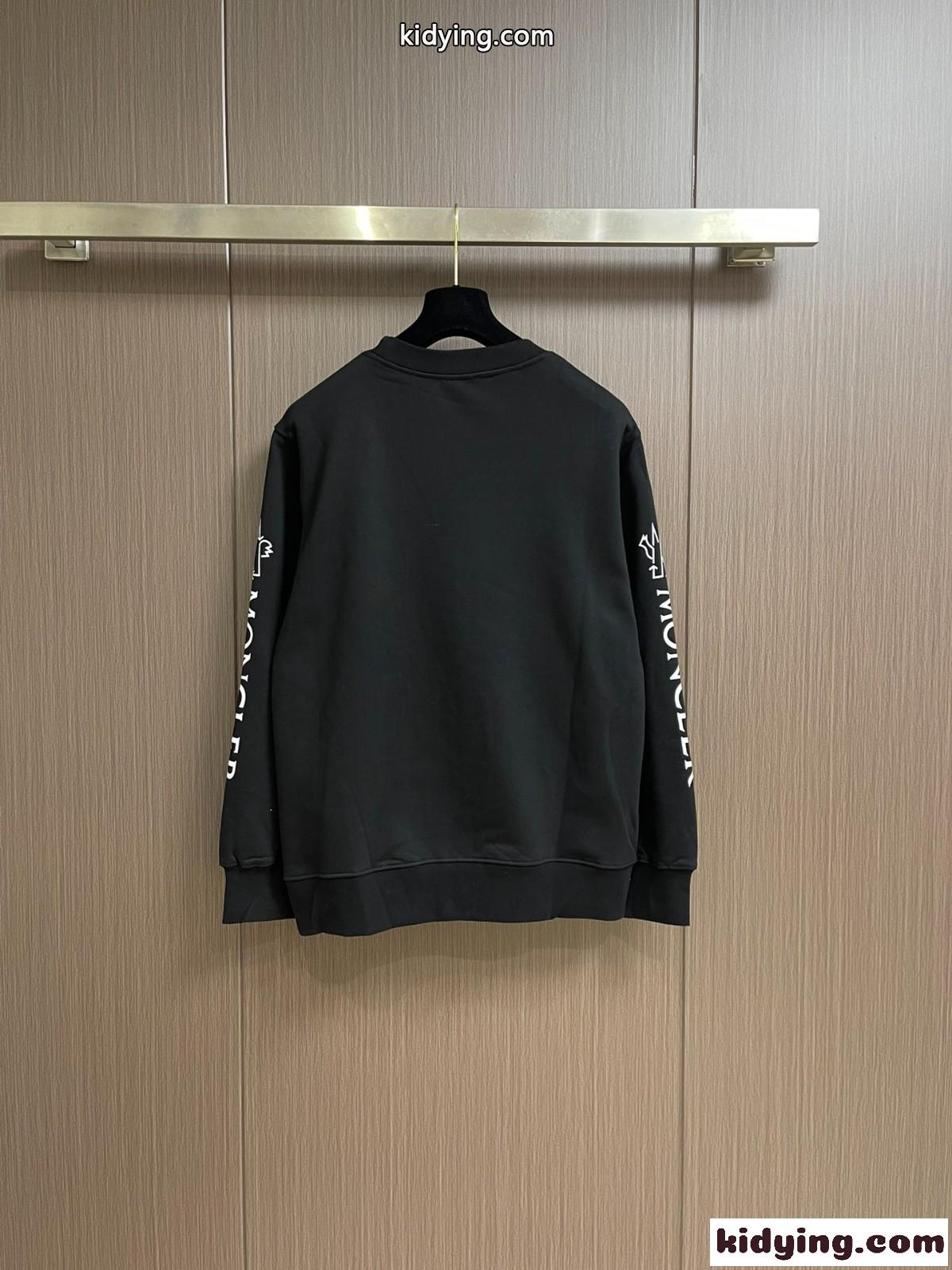 カジュアル ロゴプリント コットン スウェットシャツ モンクレール Tシャツ コピー ブラック-1