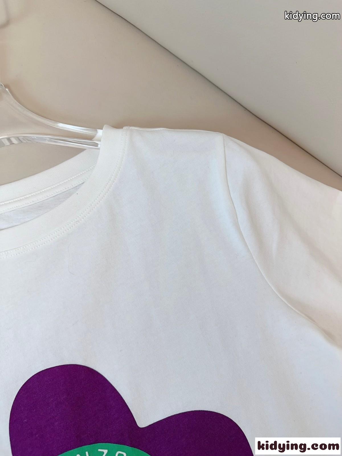 シンプル プリント コットン 半袖Tシャツ ケンゾー Tシャツ コピー ホワイト-2