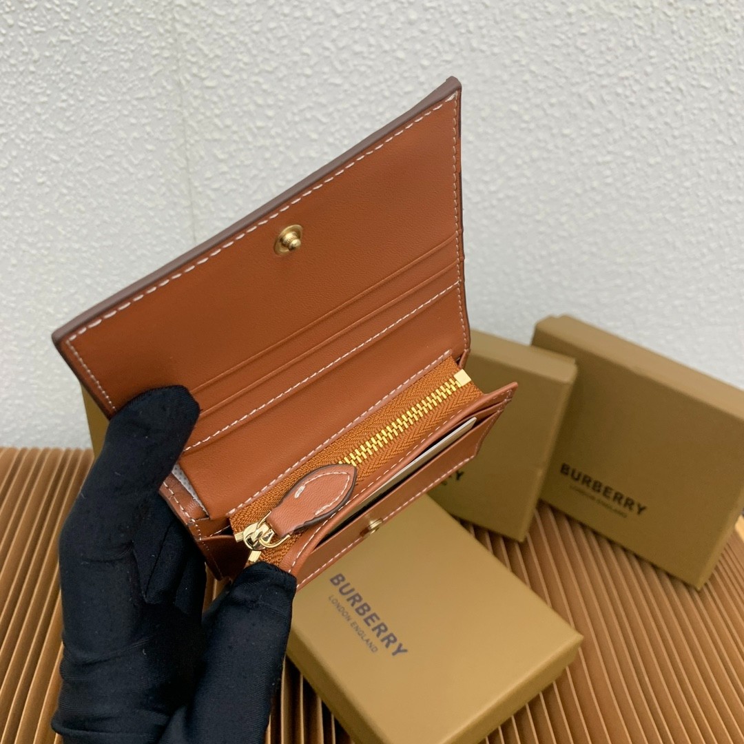 チェック カードケース バーバリー 財布 コピー コンパクト ウォレット ブラウン-3