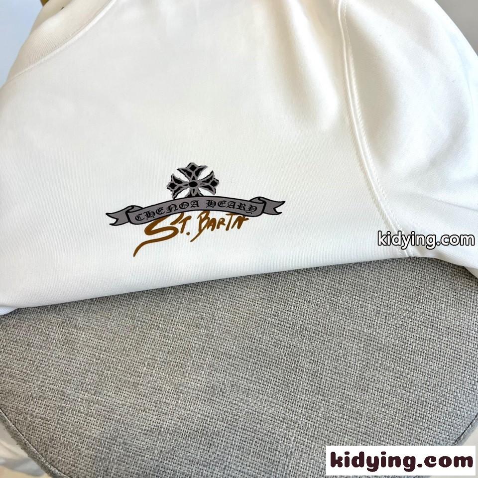 カジュアル プリント クロムハーツ Tシャツ 偽物 コットン ホワイト-2