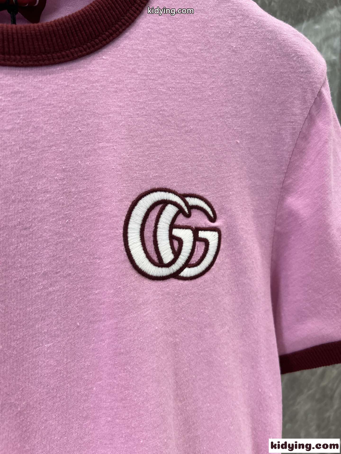 カジュアル 合わせやすい クルーネック 半袖Tシャツ グッチ Tシャツ コピー ピンク-3