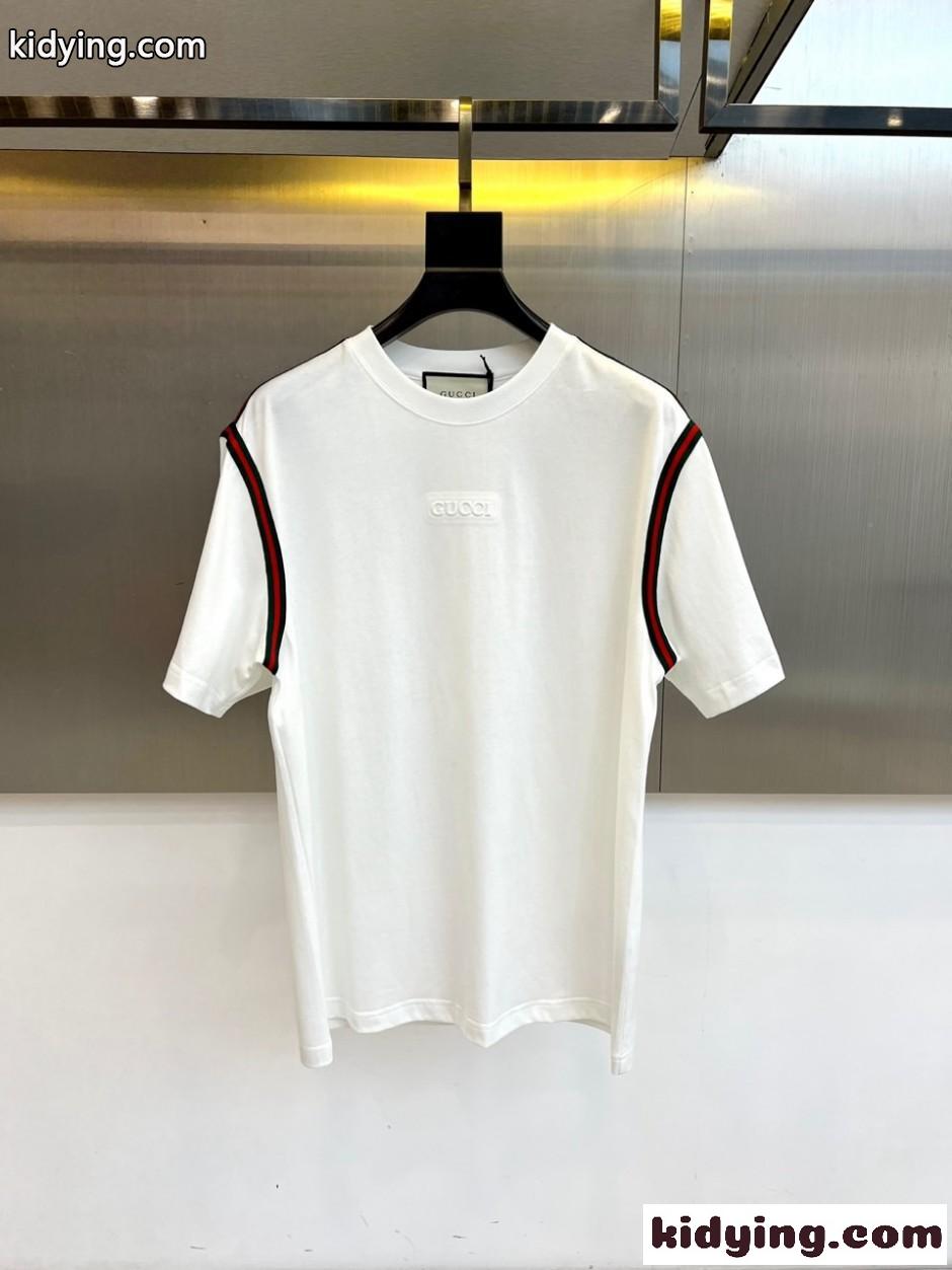 グッチ Tシャツ 偽物 おしゃれ 合わせやすい クルーネック 半袖Tシャツ ホワイト-1