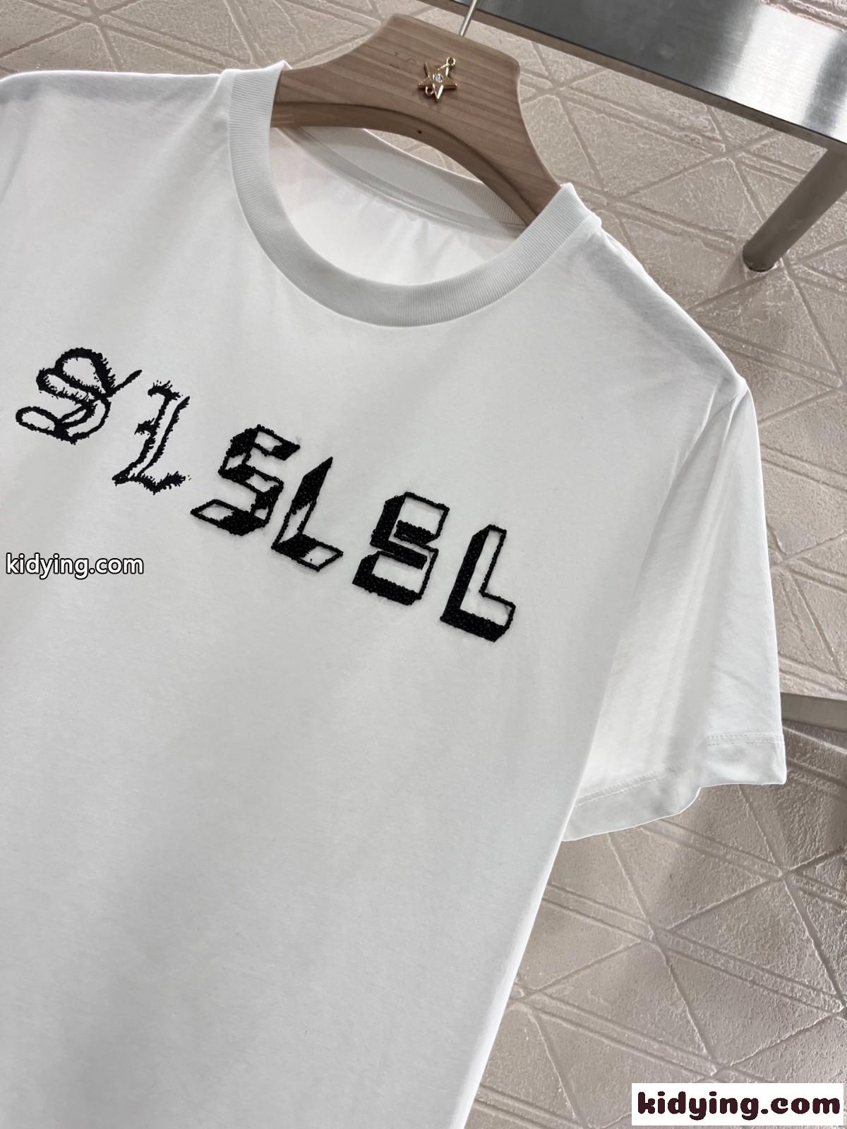 シンプル イヴ・サンローラン Tシャツ コピー ロゴ入り コットン 半袖Tシャツ-4