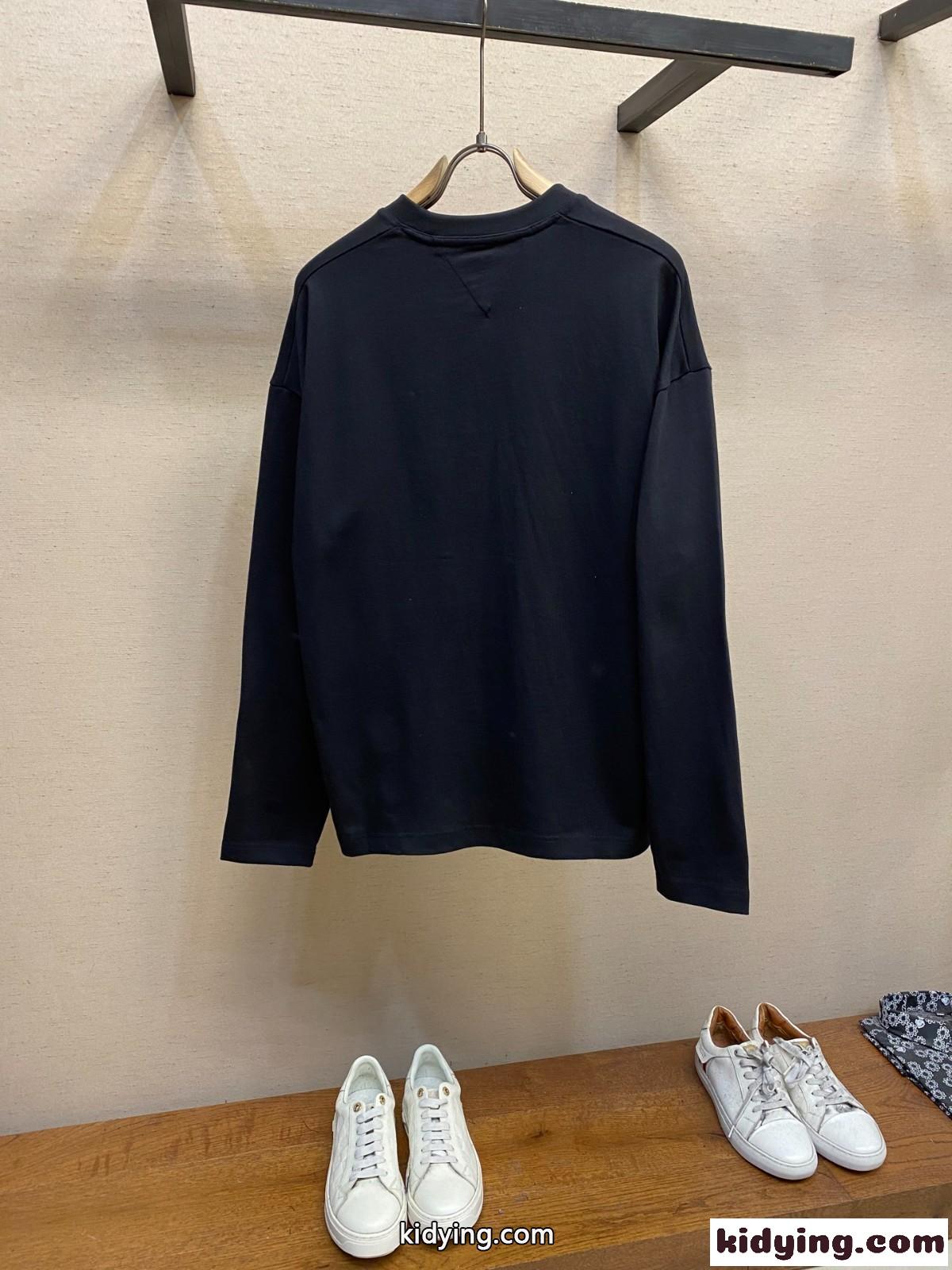コットンジャージー オーバーサイズ 長袖Tシャツ ボッテガ・ヴェネタ Tシャツ コピー ブラック-1