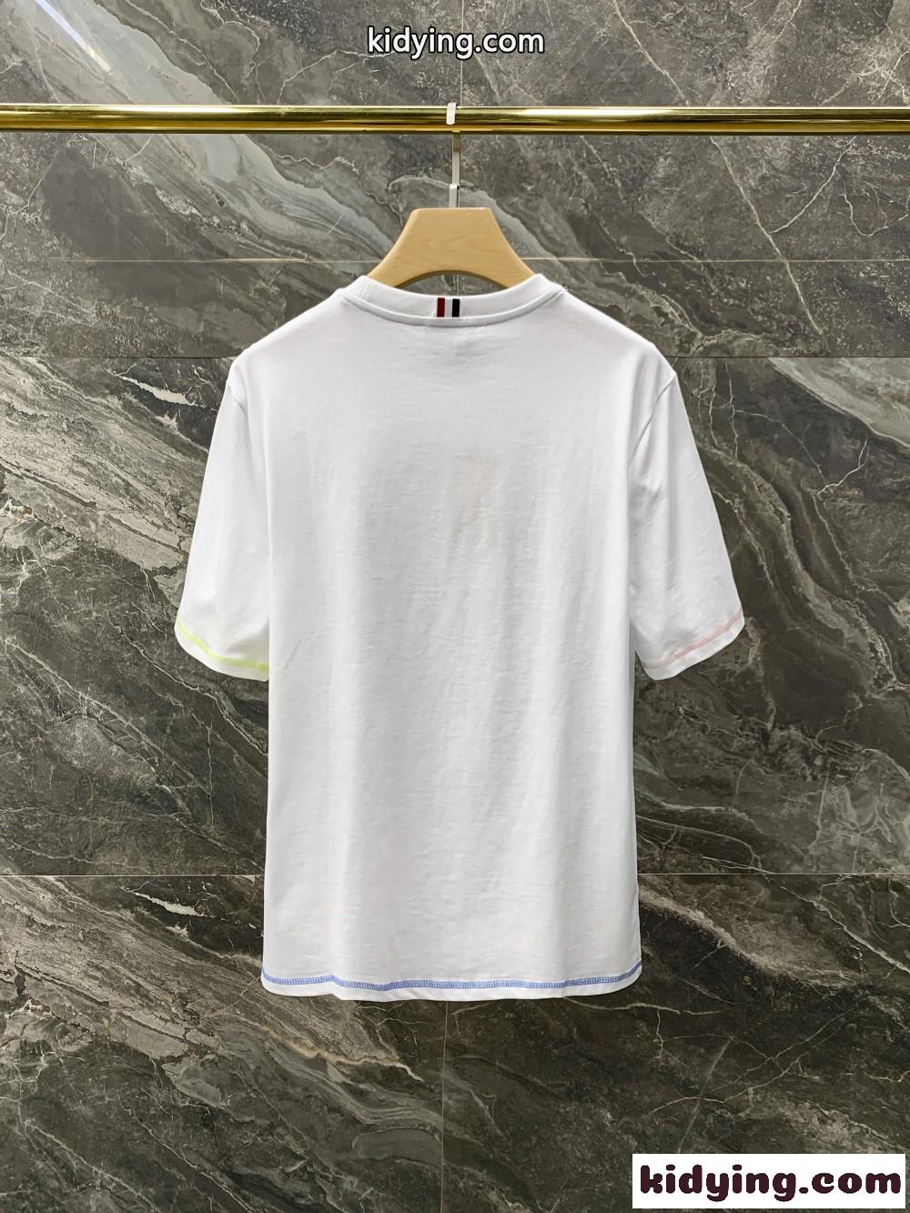 男女兼用 おしゃれ バイカラー クルーネック コットン ドムブラウン tシャツ コピー 半袖-4