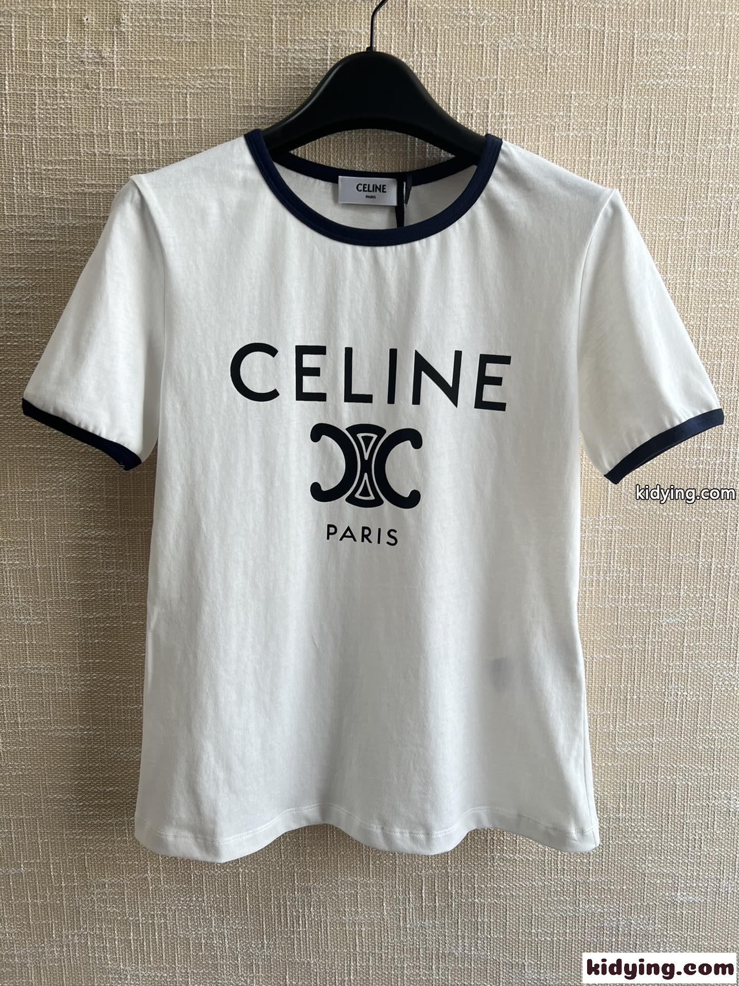 トリオンフ ロゴ プリント ラウンドネック セリーヌ Tシャツ コピー 半袖 レディース トップス-2